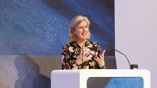 Hilary Grady behind a lectern